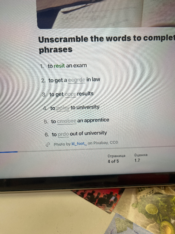 Unscramble the words to complete the phrases