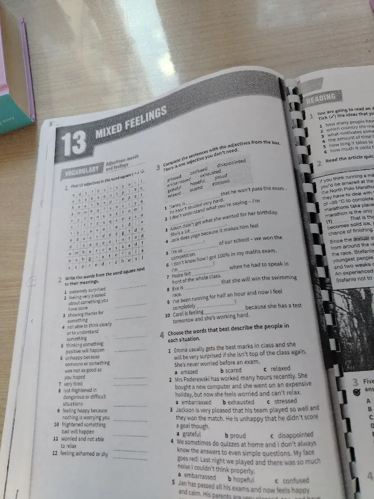 Write the words from the word square next to their meanings.