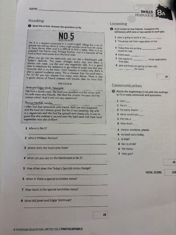 Read the article. Answer the questions (1-8).