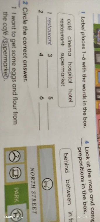 Label places 1-6 with the words in the box.