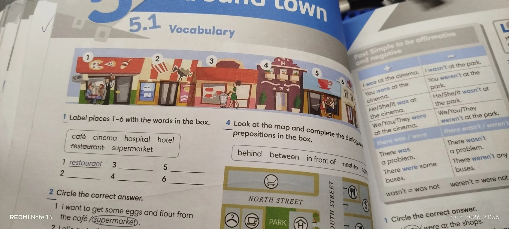 Label places 1-6 with the words in the box.