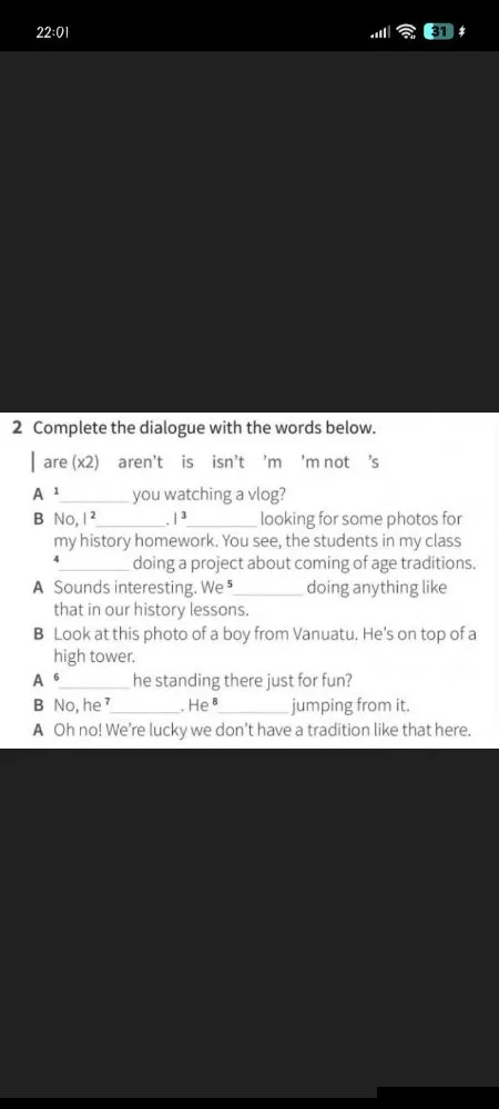 Complete the dialogue with the words below.
