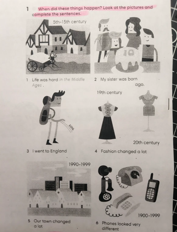 When did these things happen? Look at the pictures and complete the sentences.