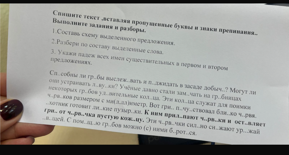 Спишите текст, вставляя пропущенные буквы и знаки препинания.. Выполните задания и разборы.