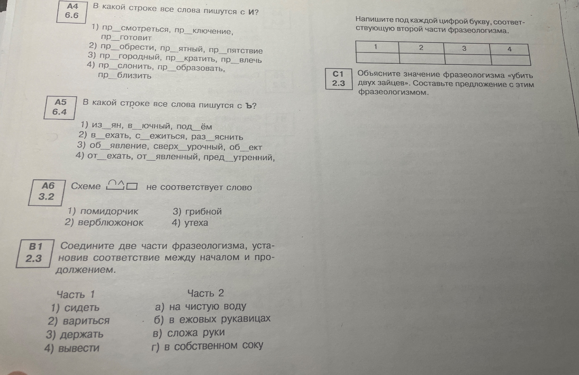 В какой строке все слова пишутся с И?