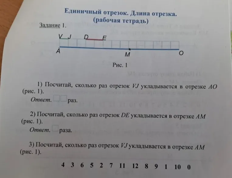 Посчитай, сколько раз отрезок VJ укладывается в отрезке AO (рис. 1).