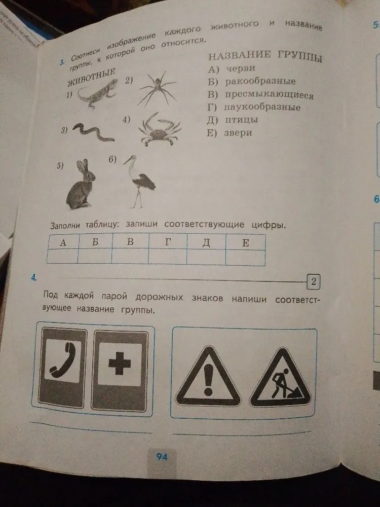 Соотнеси изображение каждого животного и название группы, к которой оно относится.
