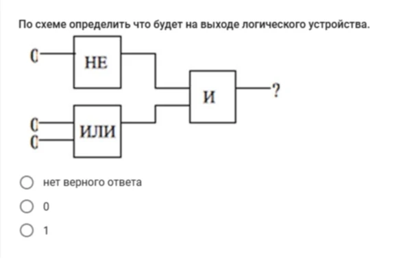 По схеме определить что будет на выходе логического устройства.