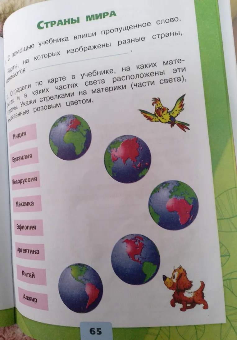 С помощью учебника впиши пропущенное слово. Карты, на которых изображены разные страны, называются _________.