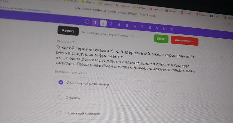 О какой героине сказки Х. К. Андерсена «Снежная королева» идёт речь в следующем фрагменте: «<...> была ростом с Герду, но сильнее, шире в плечах и гораздо смуглее. Глаза у неё были совсем чёрные, но какие-то печальные»?
