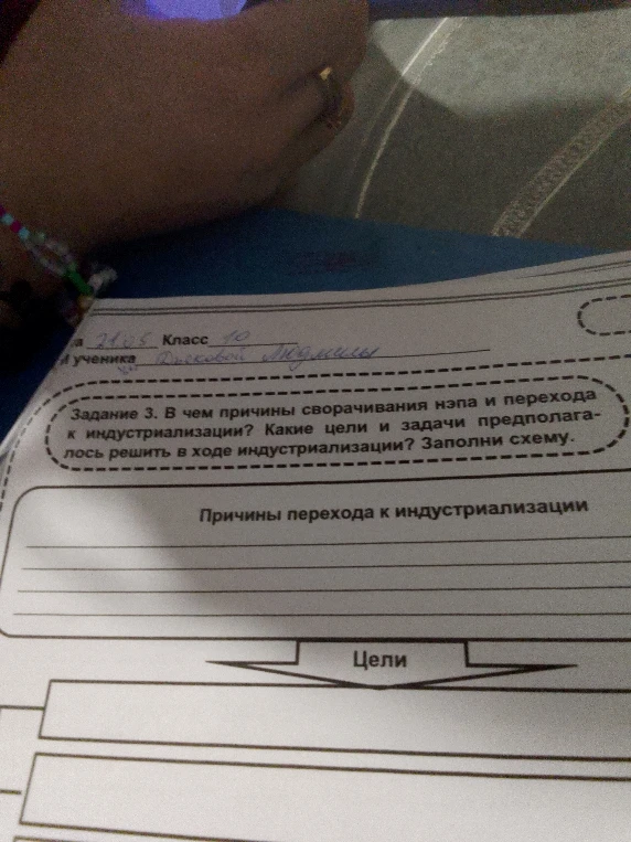 Задание 3. В чем причины сворачивания нэпа и перехода к индустриализации? Какие цели и задачи предполагалось решить в ходе индустриализации? Заполните схему.