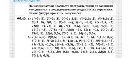 На координатной плоскости постройте точки по заданным координатам и последовательно соедините их отрезками. Какая фигура при этом получится?