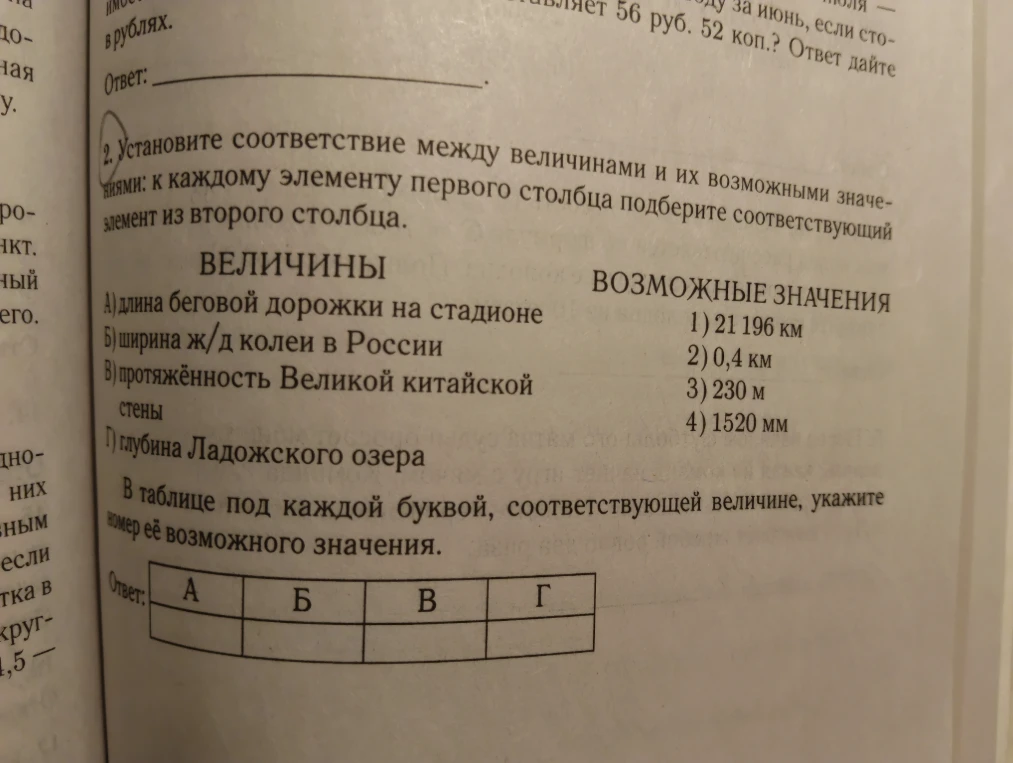 Установите соответствие между величинами и их возможными значениями: к каждому элементу первого столбца подберите соответствующий элемент из второго столбца.