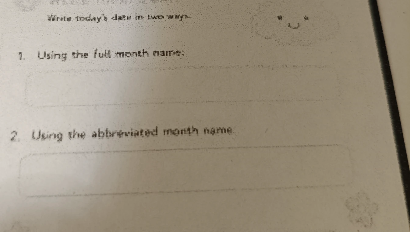 Write today's date in two ways.