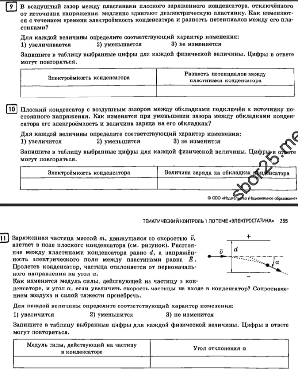 В воздушный зазор между пластинами плоского заряженного конденсатора, отключённого от источника напряжения, медленно вдвигают диэлектрическую пластинку.