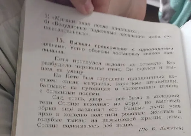15. Выпиши предложения с однородными членами. Устно объясни постановку знаков препинания.