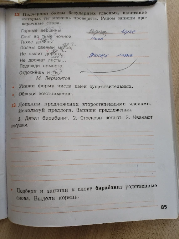 Подчеркни буквы безударных гласных, написание которых ты можешь проверить. Рядом запиши проверочные слова.
