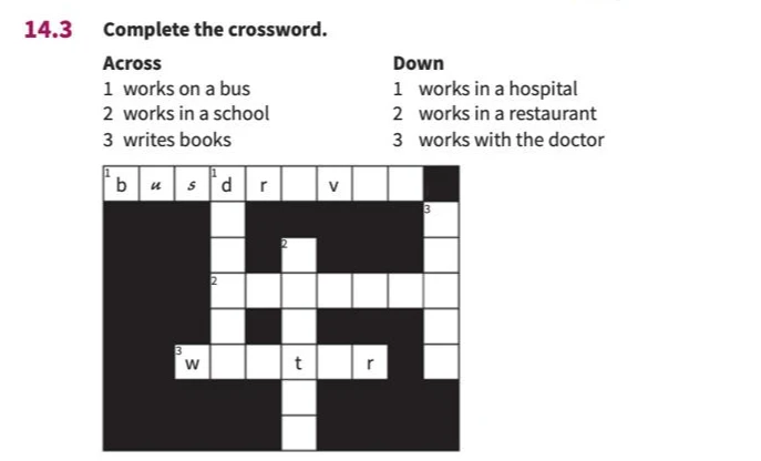 14.3 Complete the crossword.
