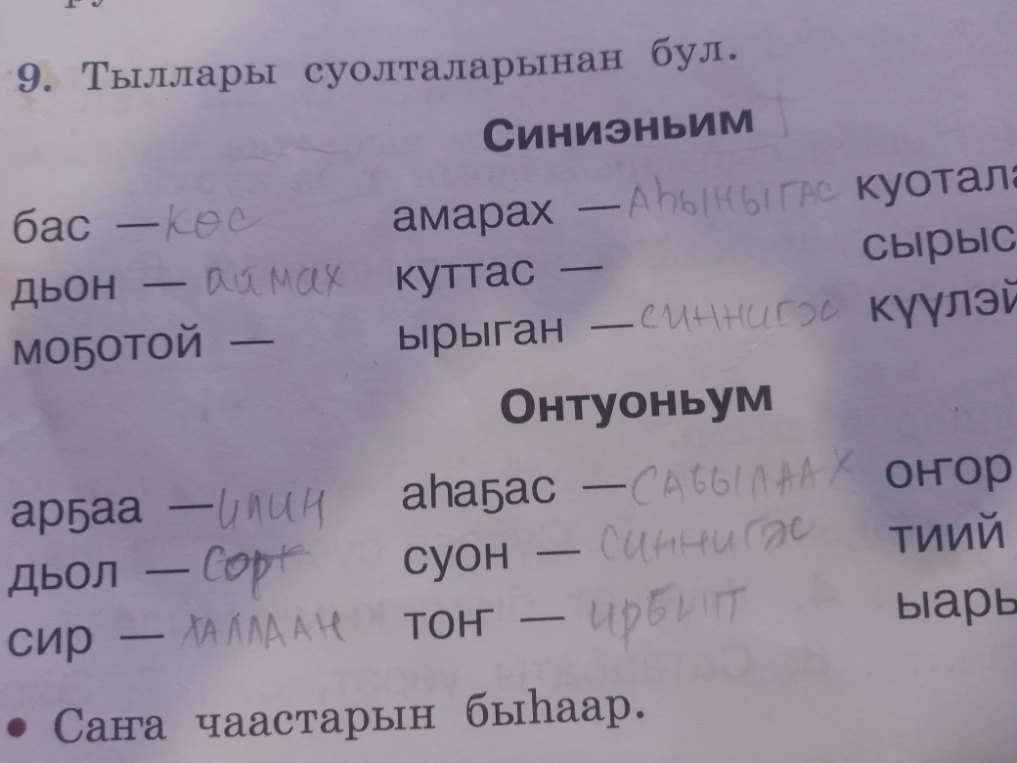 9. Тыллары суолталарынан бул.