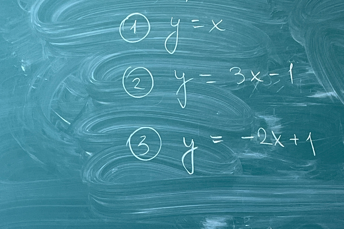 1) y = x 2) y = 3x - 1 3) y = -2x + 1