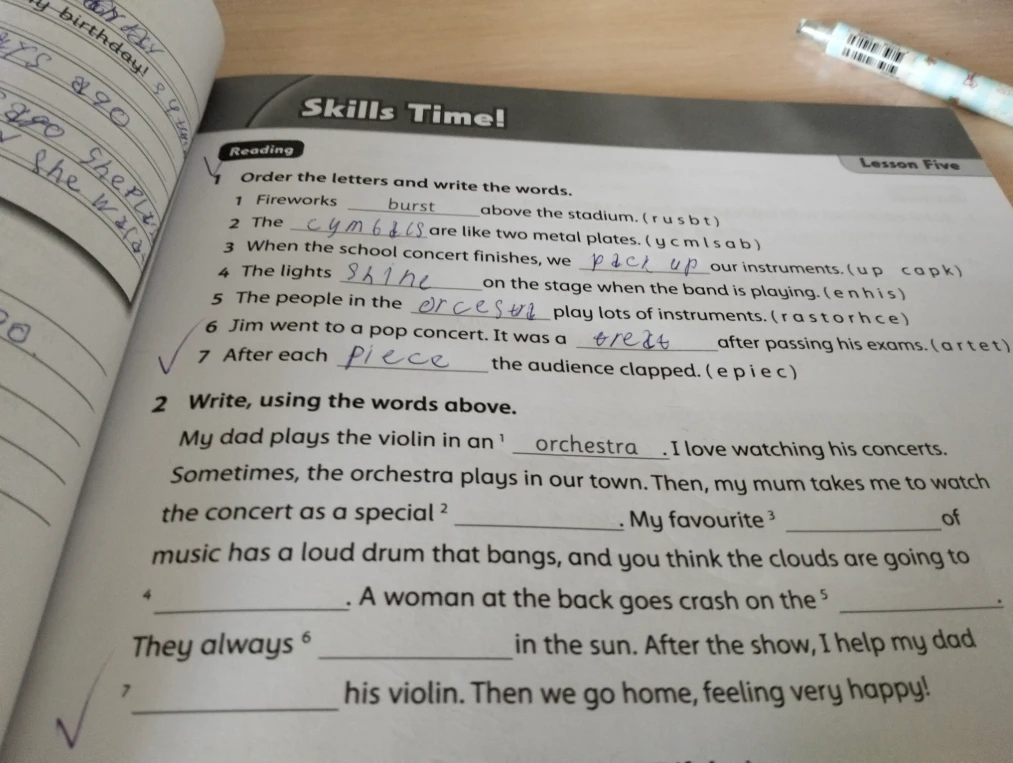 Write, using the words above.