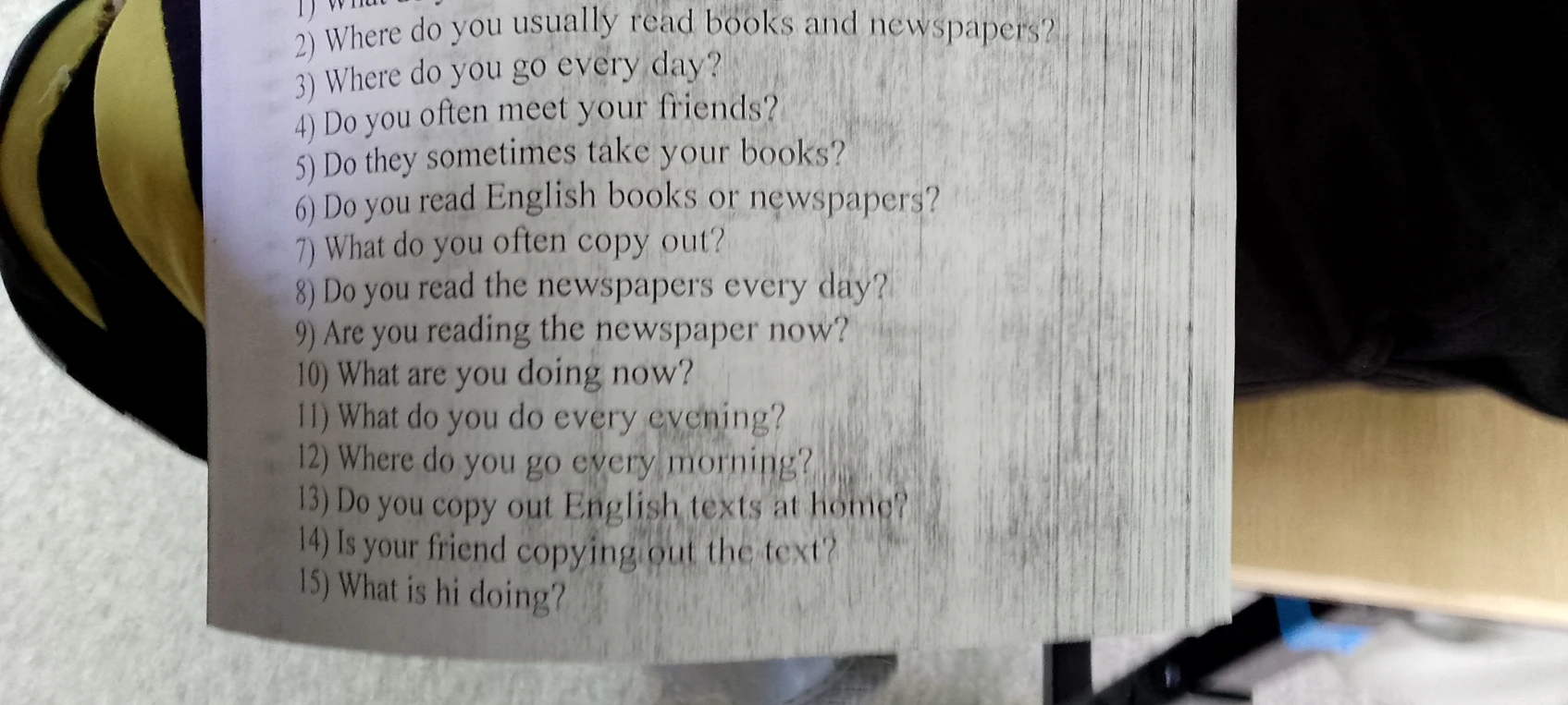 2) Where do you usually read books and newspapers?