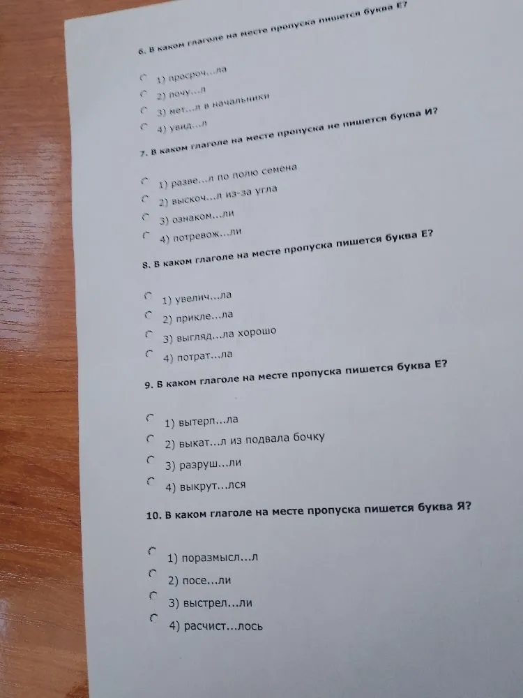 6. В каком глаголе на месте пропуска пишется буква Е?