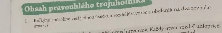 Koľkými spôsobmi vieš jednou úsečkou rozdeliť štvorec a obdĺžnik na dva rovnaké útvary?