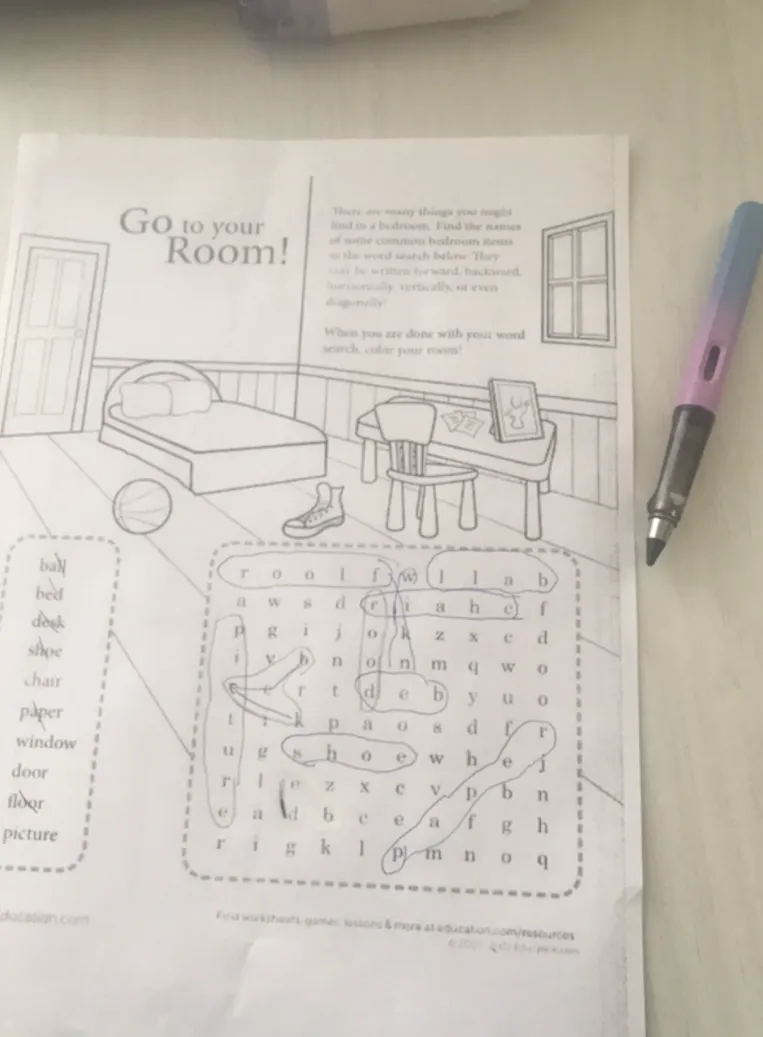 There are many things you might find in a bedroom. Find the names of some common bedroom items in the word search below.