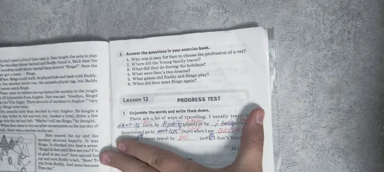 Answer the questions in your exercise book. 1. Why was it easy for Sam to choose the profession of a vet?