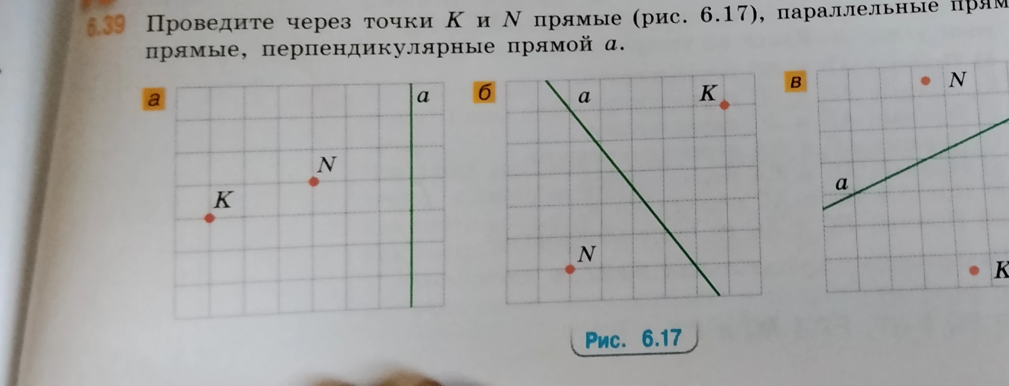 Проведите через точки K и N прямые (рис. 6.17), параллельные прямым... прямые, перпендикулярные прямой a.