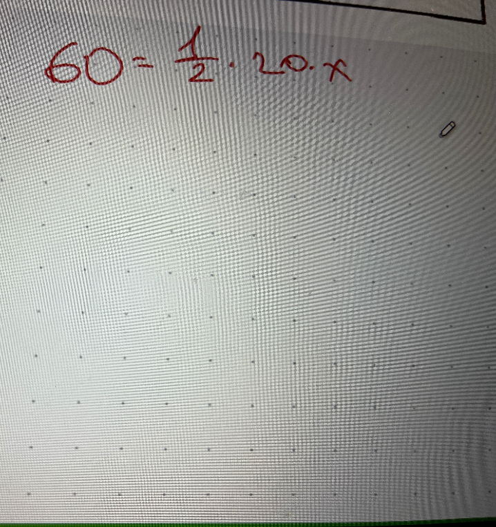 60 = 1/2 * 20 * x
