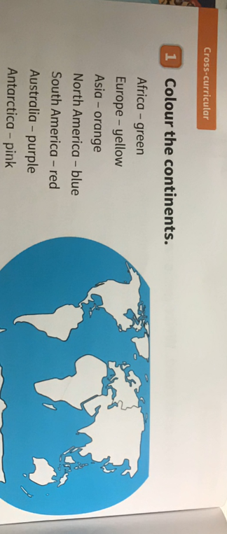 Colour the continents.