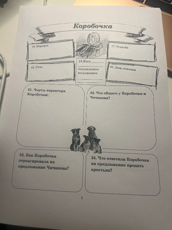 Коробочка. 16. Портрет 17. Усадьба 18. Речь 19. Имя социальное положение 20. Дом, спальня 21. Черты характера Коробочки; 22. Что общего у Коробочки и Чичикова? 23. Как Коробочка отреагировала на предложение Чичикова? 24. Что ответила Коробочка на предложение продать крестьян?