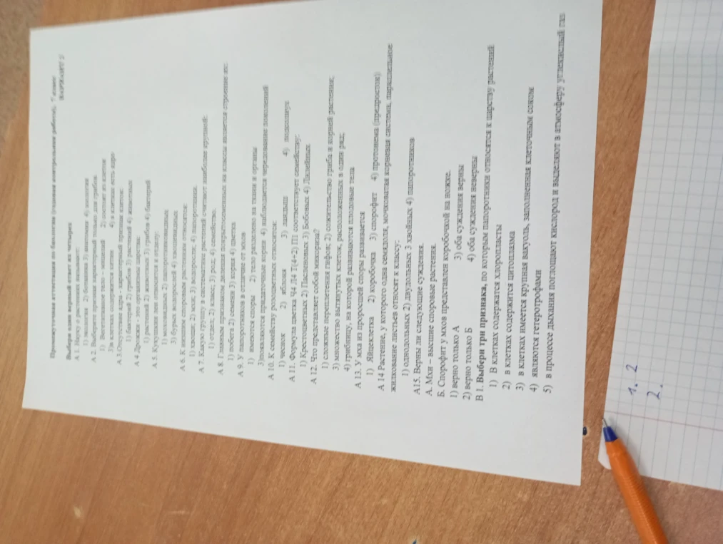 Промежуточная аттестация по биологии (задания контрольной работы).