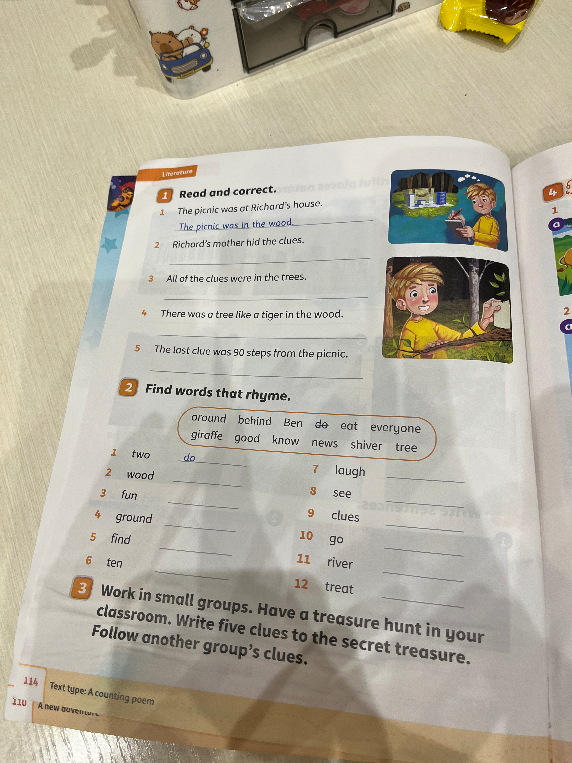 Read and correct. Read the statements and correct them. Find words that rhyme.