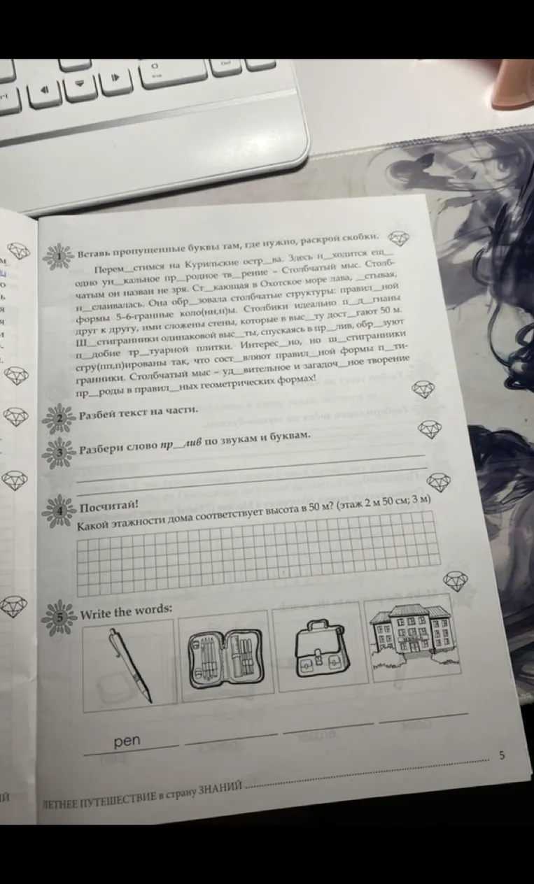 Вставь пропущенные буквы там, где нужно, раскрой скобки.