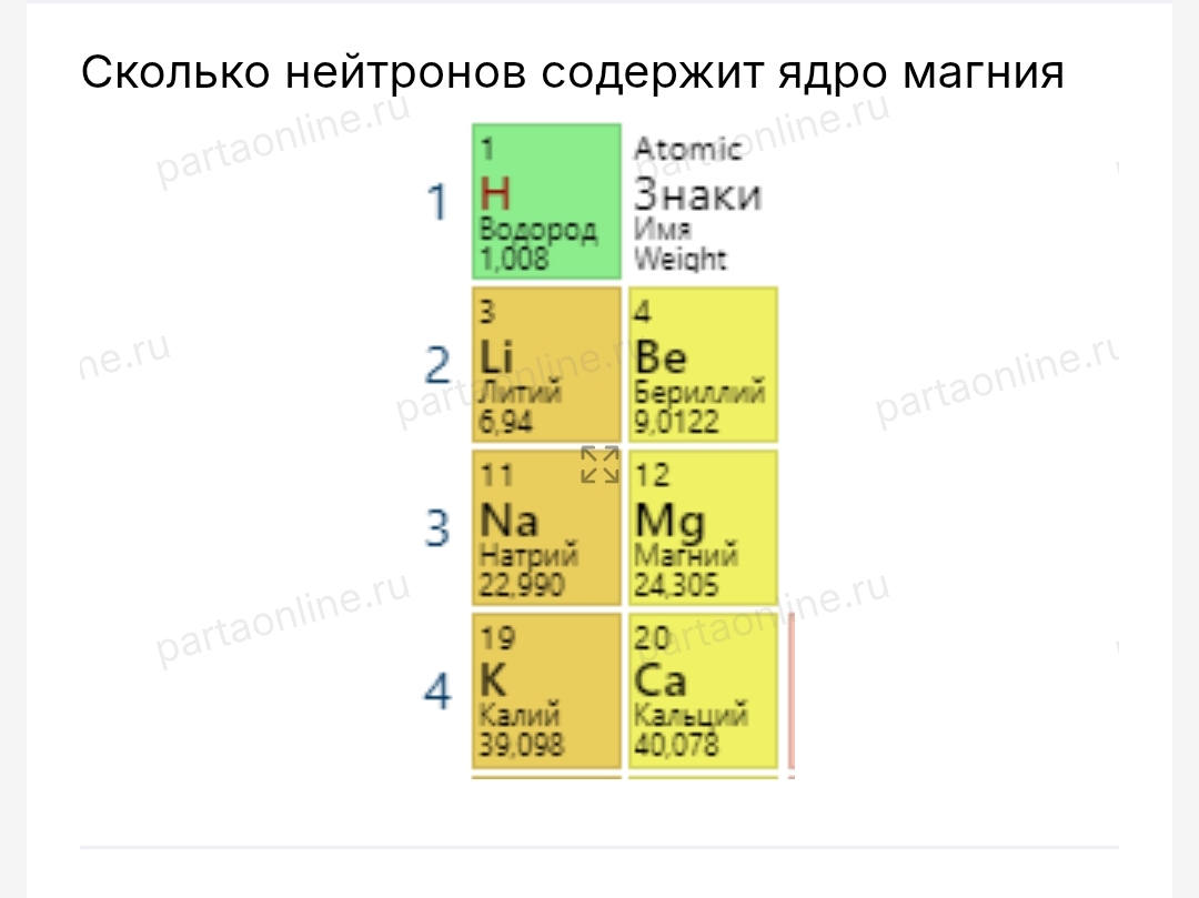 Сколько нейтронов содержит ядро магния