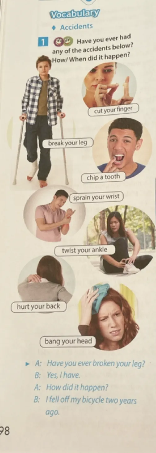 Have you ever had any of the accidents below? How/ When did it happen?