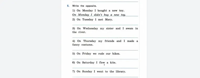 Write the opposite.