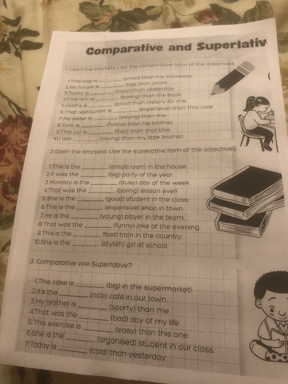 1. Open the brackets. Use the comparative form of the adjectives.