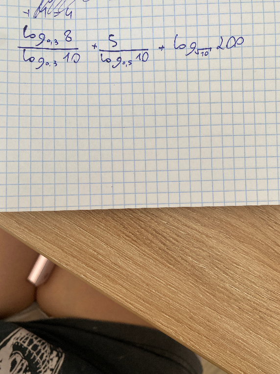 log_{0.3} 8 / log_{0.3} 10 + 5 / log_{0.5} 10 + log_{sqrt{10}} 200