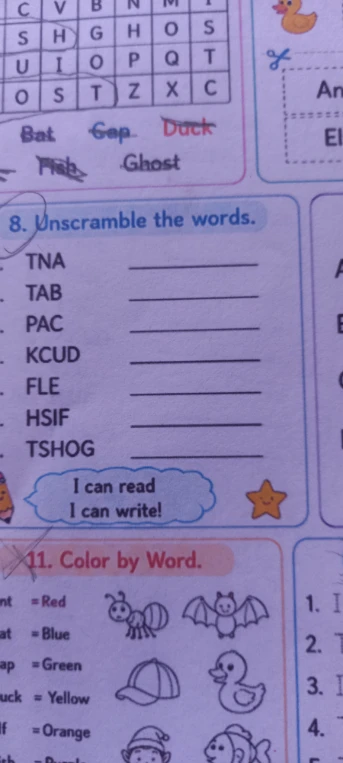 8. Unscramble the words.