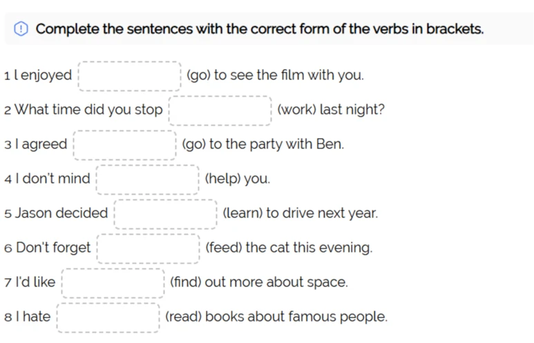Complete the sentences with the correct form of the verbs in brackets.