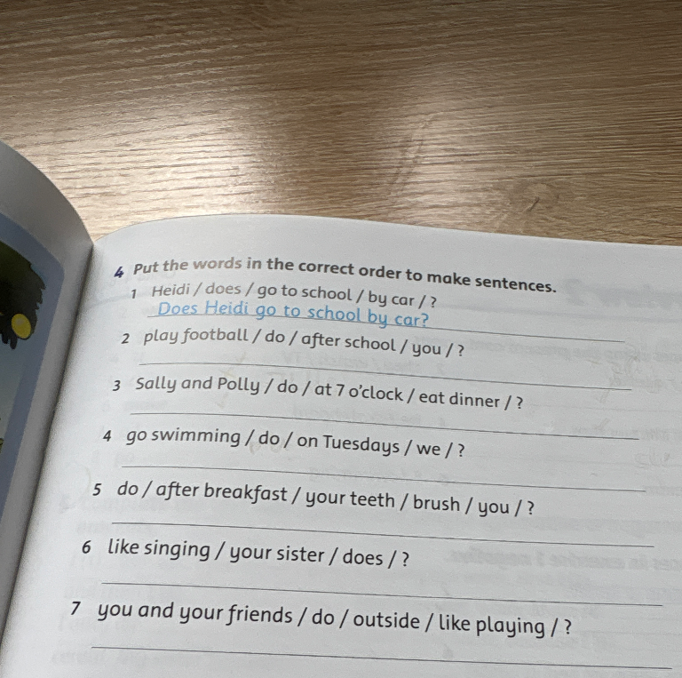 Put the words in the correct order to make sentences.