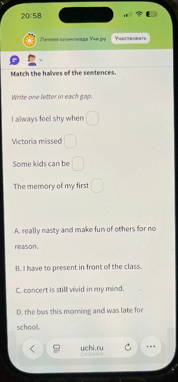 Match the halves of the sentences.