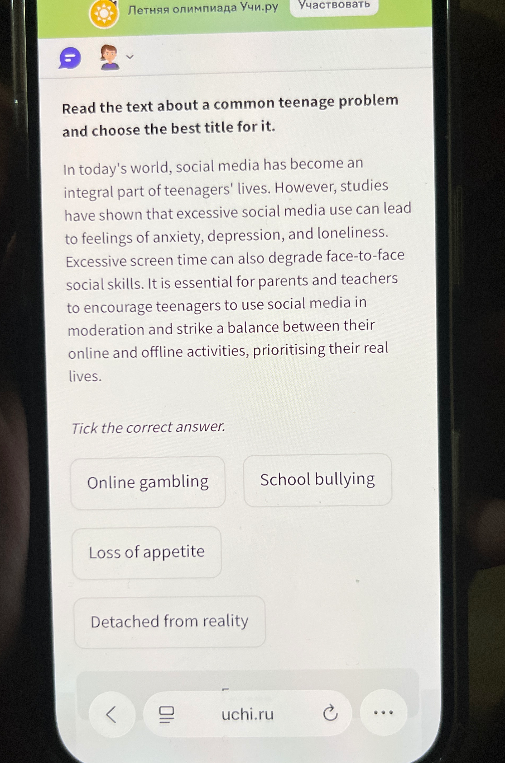 Read the text about a common teenage problem and choose the best title for it.
