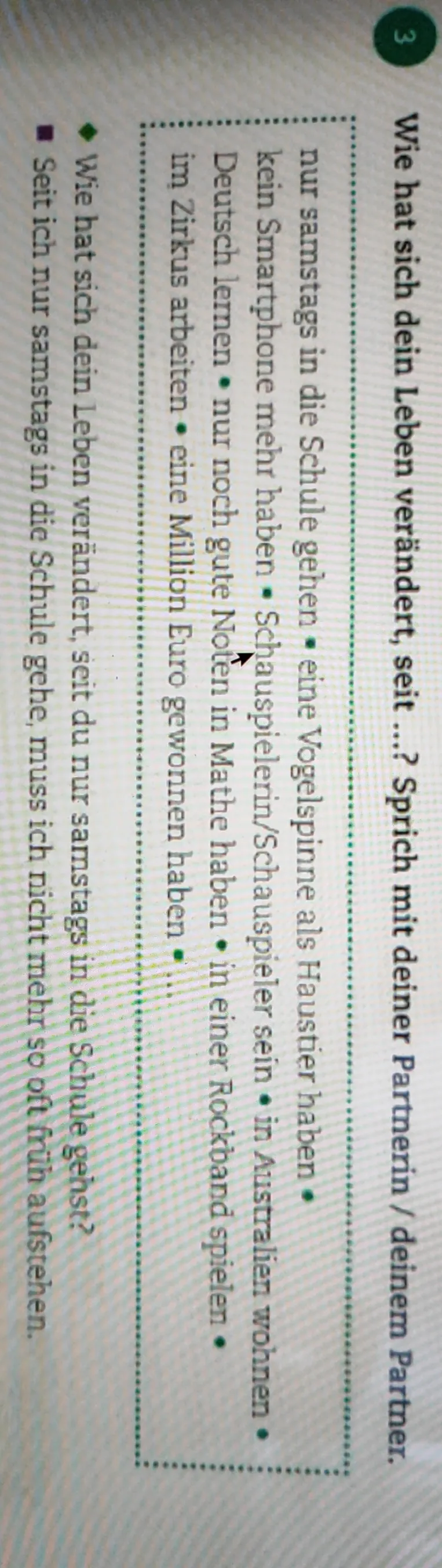 Wie hat sich dein Leben verändert, seit ...? Sprich mit deiner Partnerin / deinem Partner.