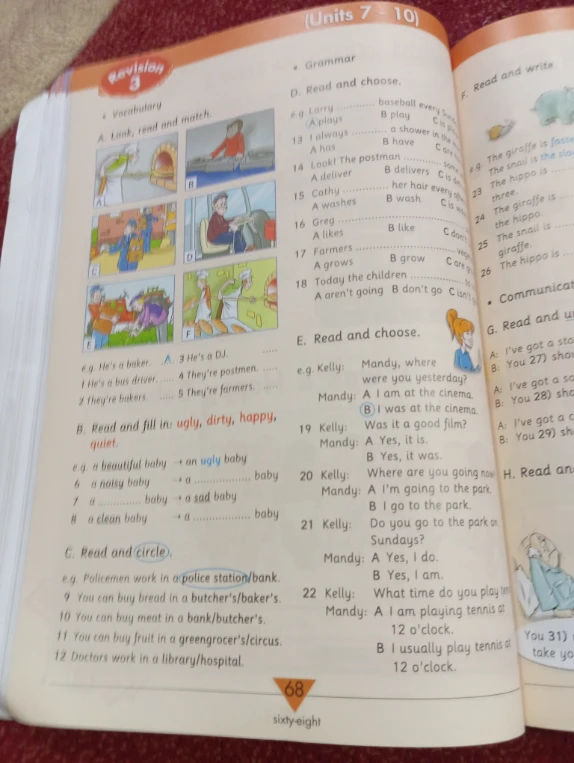 A. Look, read and match