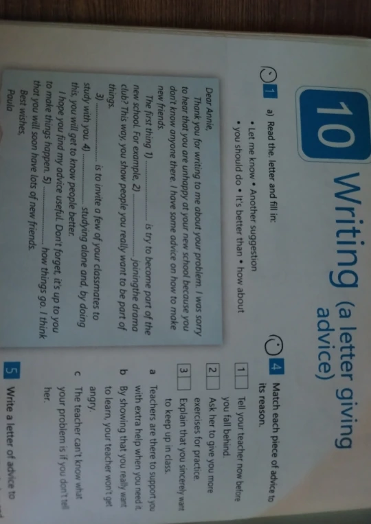 Read the letter and fill in: Let me know • Another suggestion • you should do • It's better than • how about